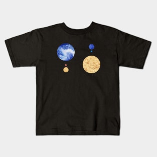 Indigo and Gold Planet Moons Duo Kids T-Shirt